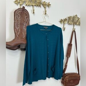 Teal Cardigan Sweater Xl